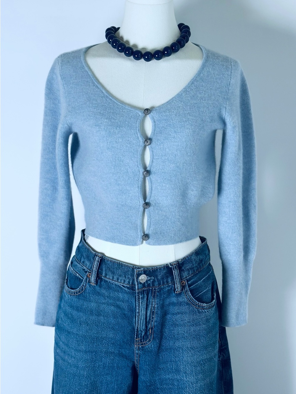 J.Crew Collection 100% Cashmere Cropped Cardigan Women’s XS Light Blue
